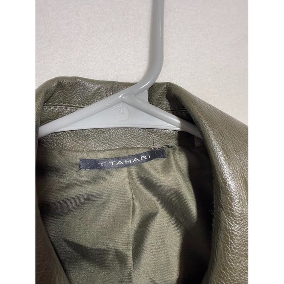 Tahari Olive Faux Leather Jacket - Picture 6 of 8